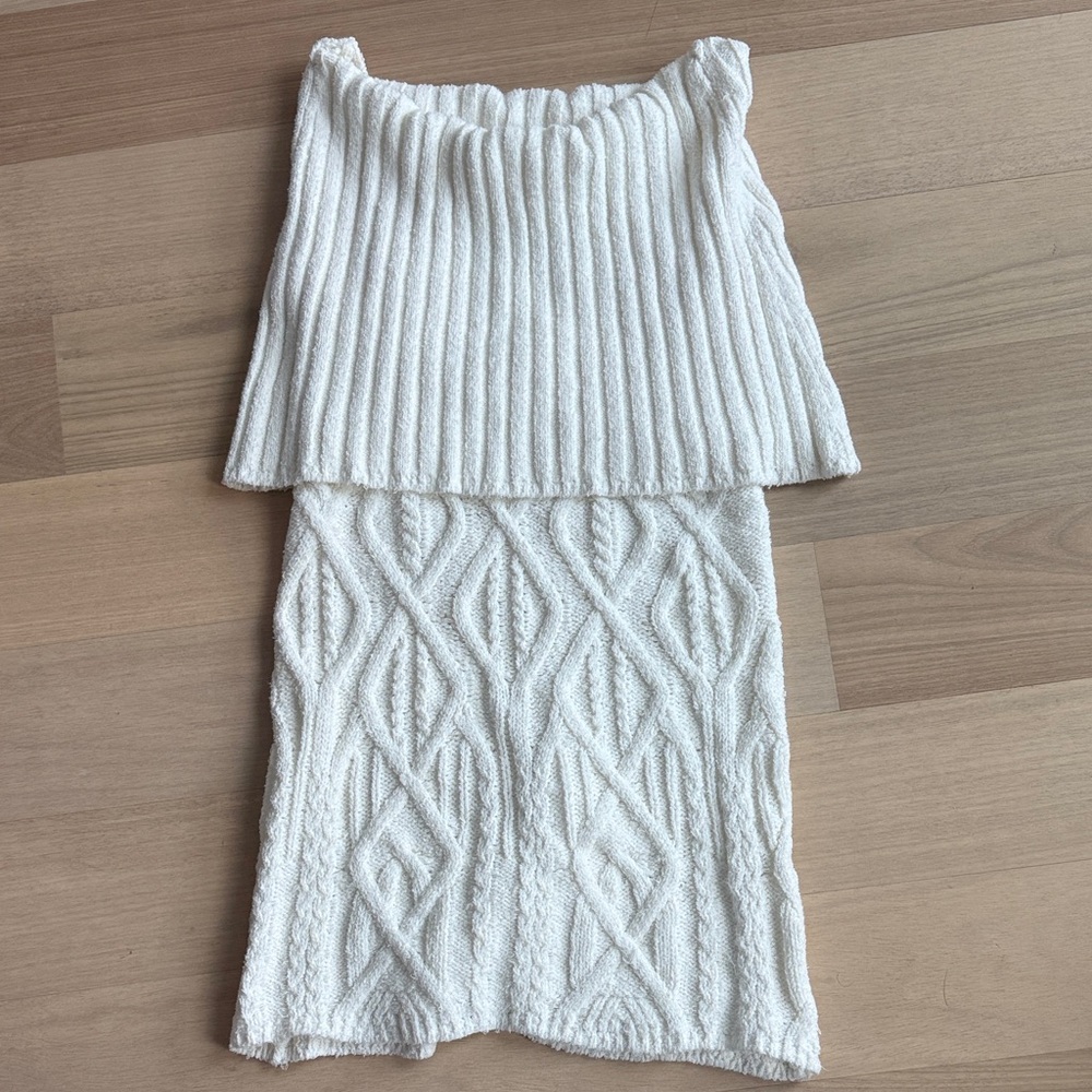 Pilcro off shoulder cable knit dress
